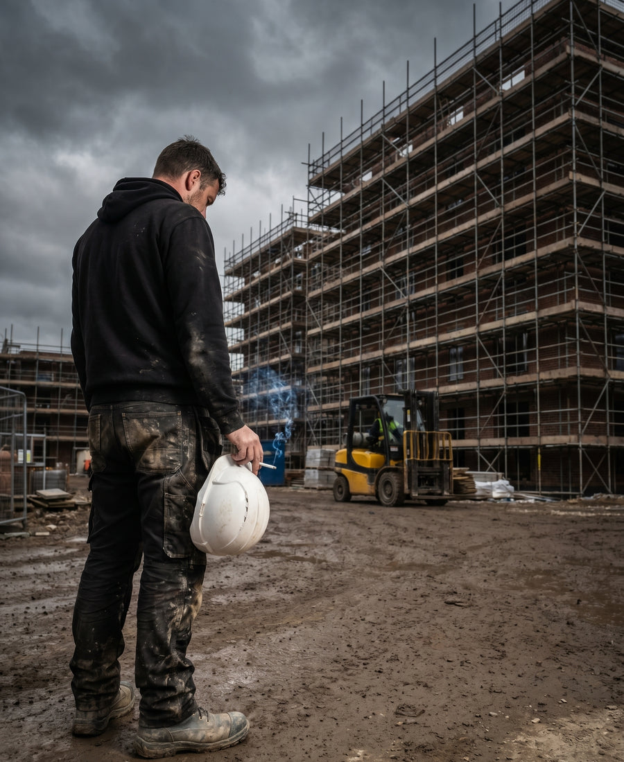 Krasira founder on a UK construction site